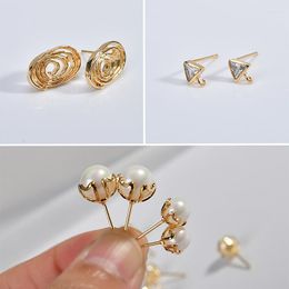 Stud Earrings Min Order 5pair/lot White Beads Decoration Geometry Rounds/triangle Shape Copper Women Diy Jewelry Earring Pendant