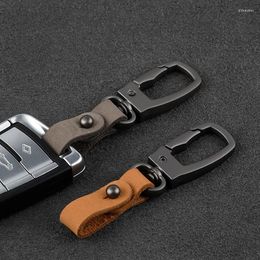 Keychains Luxury Genuine Leather Car Cowhide Keyring Men Women Frosting Key Holder Cover Auto Accessories Gifts