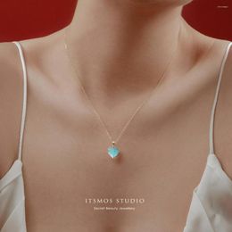 Pendants ITSMOS Amazonite Pendant Necklace 14K Gold Plated Energy Gemstone Powerful Healing Heart-shape For Women Soul Gift