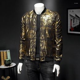 Men's Jackets 2023 Luxury Black Gold Print Party Jacket Outfit Club Bar Coat Men Casaca Hombre Spring Jacquard Bomber Clothes