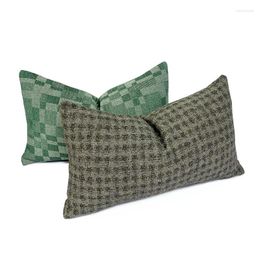 Pillow Green Brown Cover Cheque Chenille Sofa Decorative Art House Modern Living Room Home Decoration