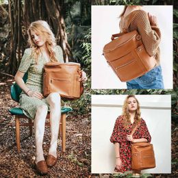 Windelbeutel Fashion Mommy Bag Pu Leder -Rucksack mit wechselnden Pad Baby Organizer Windel Mama Daddy 231007