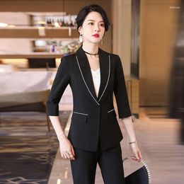 Women's Two Piece Pants 2023 Cross-Border Small Suit Jacket Ol Slim Fit Summer Half Sleeve Korean Style Casual