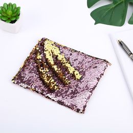 DHL500pcs pcs Cell Phone Pouches Double Sided Sequins Large Capacity Gold Zipper Mermaid Cosmetic Bag Mix Colour