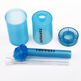 Toppuff Top Puff Smoking Arylic Water Pipe Bongs With 7'' Bottle Dry Herb Oil Burner Pipe Smoke Hookahs 4 Colors Filtering System