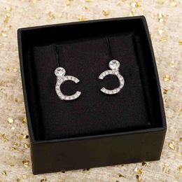 2023 Luxury quality charm stud earring with diamond in silver plated have stamp simple design have stamp box PS4599A