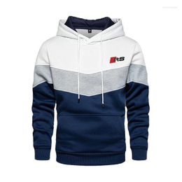 Men's Hoodies Trending Fashion Printed Splicing Spring Autumn Outdoor Hooded Sweatshirts Casual Pullover Sport Tops