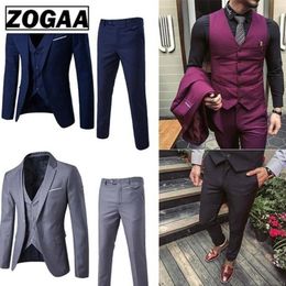 Men's Suits & Blazers ZOGAA Mens Blazer Wedding Groom 2021 Plus Size 3 Piece Suit Set Men Single Breasted Casual Fashion Slim210V