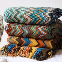 Blankets Decorative Bohemian Rug For Sofa Covering And Blanket Warm Wool Knitted Office Nap Air Conditioning Cover