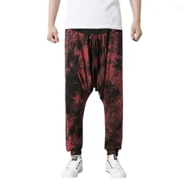 Men's Pants Men Fashion Hip Hop Print Drawstring Elastic Waist Harem Jogger Male Casual Splice Baggy Lantern Trousers