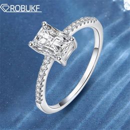 Solitaire Ring 925 Sterling Silver 3CT Engagement For Women D Colour Rectangle Cut Diamond Wedding Jewellery Gifts GRA Certified 231007