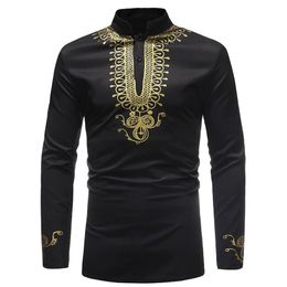 Men Shirt Chemise Homme New Arrival Shirt Mens Mandarin Collar Long Sleeve Dress Men Dashiki Clothes246a