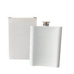 Warehouse blank sublimation white plain 304 stainless steel 8oz 240ml mens whiskey hip flask for Drinking Liquor Whiskey Rum Scotch Vodka 100 pack ready to ship