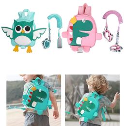 Backpacks Child Cartoon Rabbit Dinosaur AntiLost Backpack Baby Outdoor Walking Anti Lost Hand Band Wrist Strap Rope Toddler Leash Safety 231007