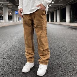 Ankle Zipper Logging Pants Overalls Mens Straight Streetwear Oversized Baggy Cargo Pants Loose Casual Trousers258Z