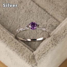 Solitaire Ring In Europe and America Fashion 925 Sterling Silver High Rattan Platinum Zircon Mysterious Amethyst Jewellery 231007