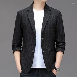 Men's Suits Fashion Business Gentleman Casual Slim Elegant Korean Version Of Everything Hosts Letter Stripes British Style Blazer