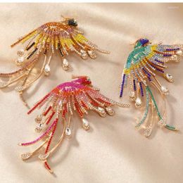 Brooches Chinese Style Retro Enamel Gradient Colour Phoenix Light Luxury Brooch Women's Pin Suit Jacket High-end Accessories