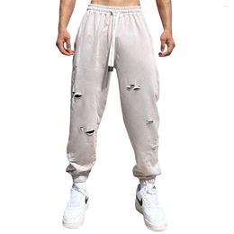 Men's Pants Autumn Joggers Men Running Sweatpants Gym Fitness Training Trousers Male Casual Fashion Distressed Holes Clothing Bottoms