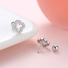 S925 Sterling Silver Plated Hollow Clover Designer Earring Ear Studs Shining Zircon Crystal Lucky Earrings Earings For Women Jewellery