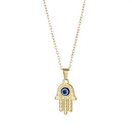 Pendant Necklaces Stainless Steel Fatima Hamsa Hands Pendants Necklace For Women Men Luck Hand Palm Devil's Eye Chain Collares