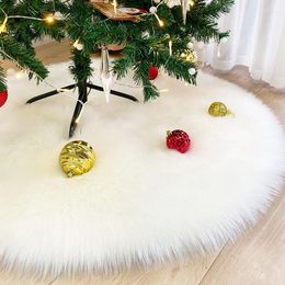 Christmas Decorations 38/68cm Snowy White Tree Skirt Plush Faux Fur Xmas Trees Carpet Mat Ornaments For 2024 Year Home Party Decoration