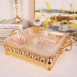 Plates Golden Fruit Plate Living Room Hall Coffee Table Home Creative Candy High-end Fashion Bar Multifunctional Snack Plate2023