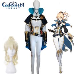 Genshin Impact Cosplay Costume Game Jean Gunnhildr Aldult Woman Top Pants Cloak Headdress Wig Halloween Costume for Girls Womencosplay