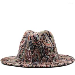 Berets Fedora Wide Brim Print Tie Dye Men's And Women's Tweed Fashion Panama Hat Retro Gradient Jazz Men