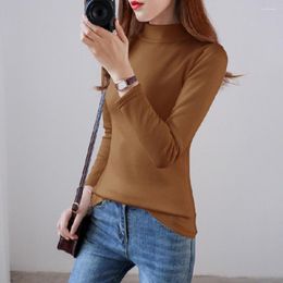 Women's Blouses Trendy Women Winter Thickened Fleece Lined Pure Color Thermal Top Undershirt Skin-Touch Warm