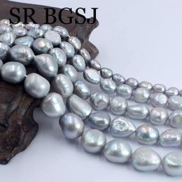 Loose Gemstones Wholesale Natural Long Potato Grey Freshwater Pearl Jewellery DIY Beads Strand 15"