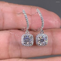 Dangle Earrings Moissanite Fashion Square Pendant Bridal Engagement Wedding Jewelry Elegant Women Premium Beautiful Gift