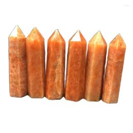 Decorative Figurines 1pc Natural Crystal Sunstone Hexagonal Rod Wand Point Quartz Mineral Ornament Modern Home Decoration