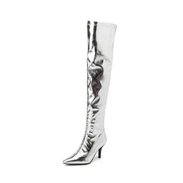 40-48 Large Women's Boots Sexy Nightclub Steel Pipe Dance Boots Side Zipper Knee Length Boots H291 231003