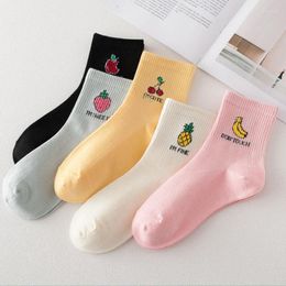 Women Socks Cotton Female Japanese Cartoon Fruit Banana Cherry Strawberry Sweet Style Lady Short For Girls Gift Sox