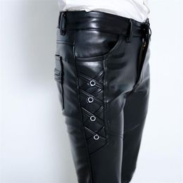 2020 young men with thick leather pants cultivate one's morality foot trousers fashion pu leather pants250h