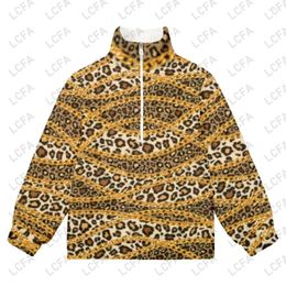 Men's Hoodies 3D Chain Leopard Luxury Man Sweater Stand Collar Zip Half Placket Long Sleeve Autumn Winter Loose Jumper Hip Hop Clothing 4xl