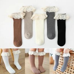 Kids Socks Baby Girls Knee High Long Soft Cotton Lace Stuff Princess Children Sock Ruffle 08 Years Leg Warmers Cute Girl 231007