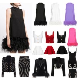 Womens Two Pieces Dress Suit Skirt Set Slim Skirt Set Sexy Party Dress with Feather Hot Shape Jacket Attaching Fur S-XXXL