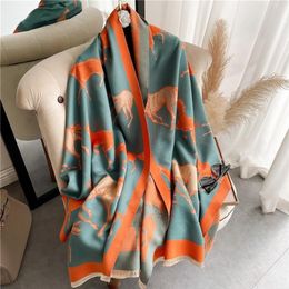 Scarves Winter Horse Animal Scarf Cashmere Women Design Print Thick Warm Blanket Shawl And Wrap Bufanda Luxury Pashmina Stoles294x