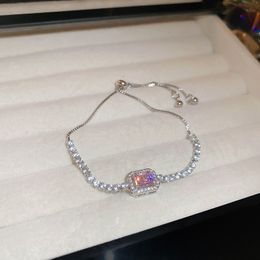 Colorful Crystal Pink Zircon Women Diamond Fashion Jewelry Bracelets Iced Out Jewelry Moissanite Chain