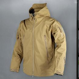 Men's Jackets Men Spring Autumn Jacket Detachable Windproof Hood Stylish Hooded Trench Coat Windbreaker With Pockets For