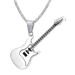 Pendant Necklaces KURSHUNI Trendy Guitar Necklace 24inch Chain Stainless Steel Punk Rock Music Fine Party Jewelry Year Gift For Ma2181