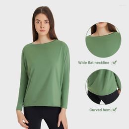 Active Shirts Buttery Soft One Word Collar Running Fitness Pullover Tops Women Long Sleeve Sports Yoga Shirt Breathable Workout T-shirt