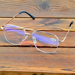Sunglasses Oversized Double Bridge Frame Half-rim Spectacles See Near N Far Progressive Multifocus Reading Glasses 0.75 To 4