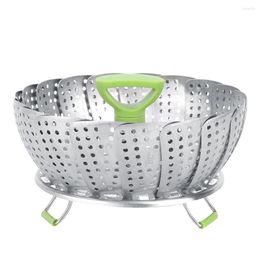 Double Boilers Stainless Steel Folding Mesh Dish Fruit Vegetable Steamer Basket Kitchen Cooking Tool