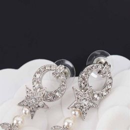 Top quality drop earring with diamond and pearl in platinum Colour for mother and girl friend Jewellery gift PS35492576