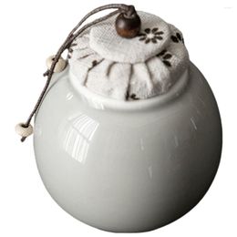 Storage Bottles Ceramic Airtight Jar Portable Tea Jars Loose Mini Travel Canister Cloth Holder Containers