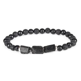 Natural Rough Black Tourmaline Healing Stone Bead Combo 6mm Matte Onyx Lava Energy Customized Energy Bracelet For Man Women256q