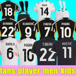 23 24 Soccer Jerseys POGBA MILIK KOSTIC CHIESA 2023 2024 VLAHOVIC DANILO LOCATELLI ARTHUR BONUCCI CUADRADO McKENNIE Football Shirts Men Kids Kits T.WEAH juventuss